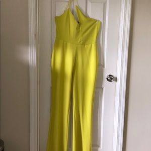 Lime One Shoulder Strap Cut Out Jumpsuit